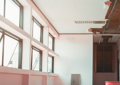 A hallway with many windows.
