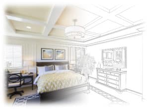 Beautiful Custom Bedroom Drawing Gradation Into Photograph.