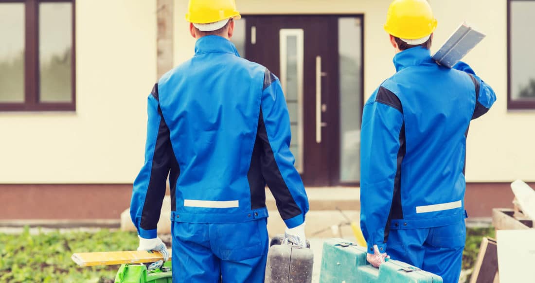 Renovation contractors wearing protective gear