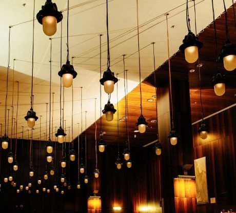 Lots of lamp decoration in large hall - interior lighting